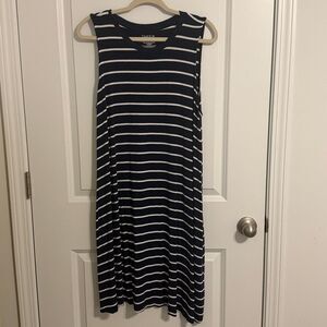 Time and Tru Navy and White Striped Midi Dress